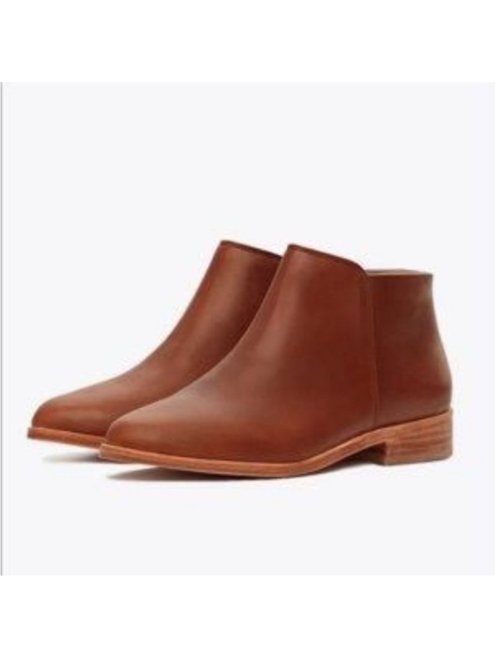 Nisolo Lana Leather Ankle Boots 8.5 Chestnut Brown Slip-On Booties Minimalist